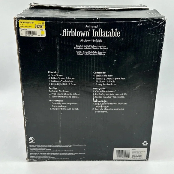 Rare Gemmy 6ft Long Animated Airblown Wiggle Eyes Black Cat Yard Inflatable - Picture 5 of 8